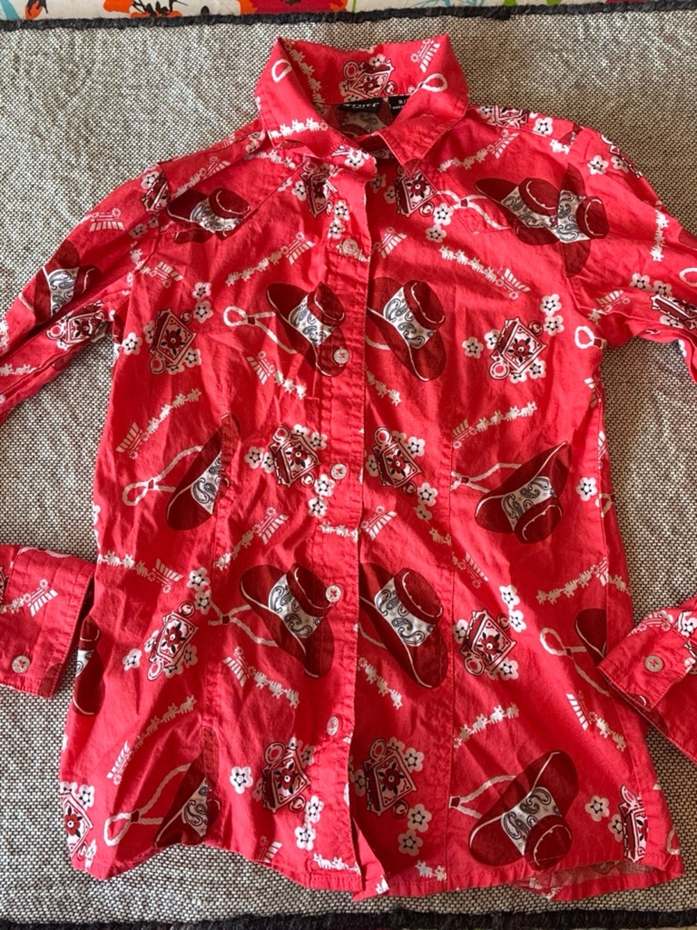 Cruel Girl Red Western Print Button-Down Shirt